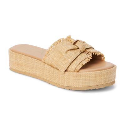 Beach by Matisse Women's Vegan Platform Sandal with Bow Detail, Tan, 11M