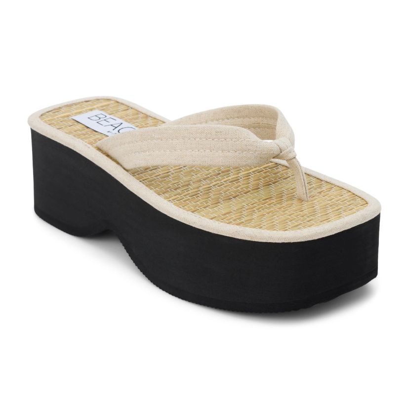 Vegan platform thong sandal.