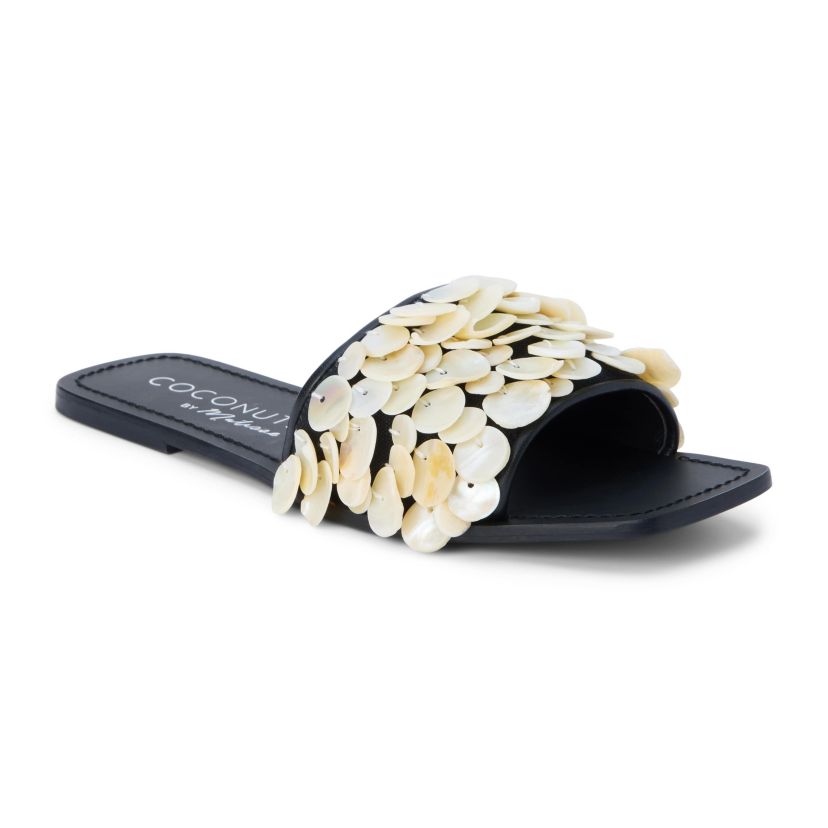 One band sandal with shell appliqué.
