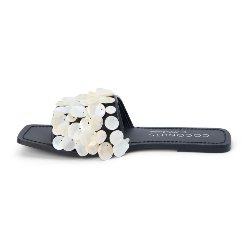 One band sandal with shell appliqué.