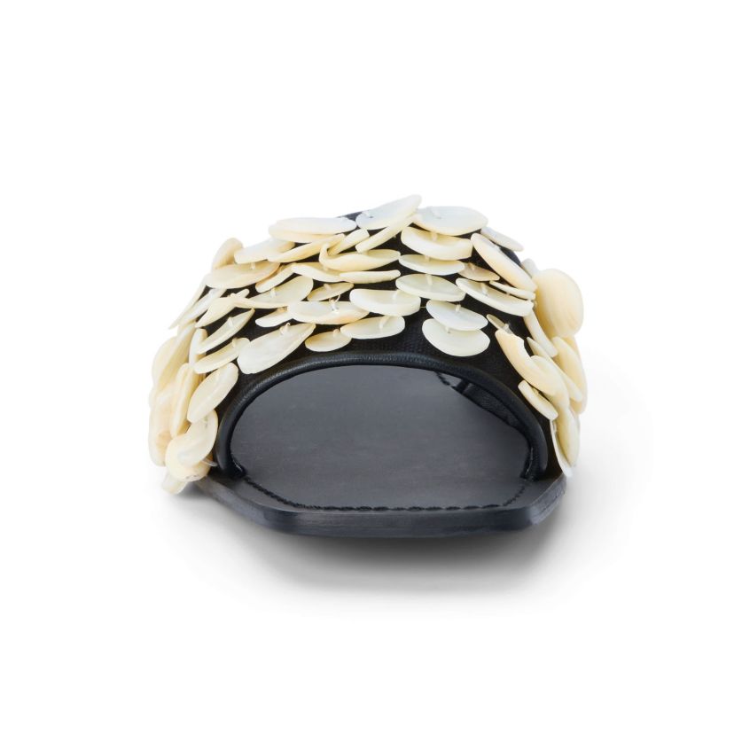 One band sandal with shell appliqué.