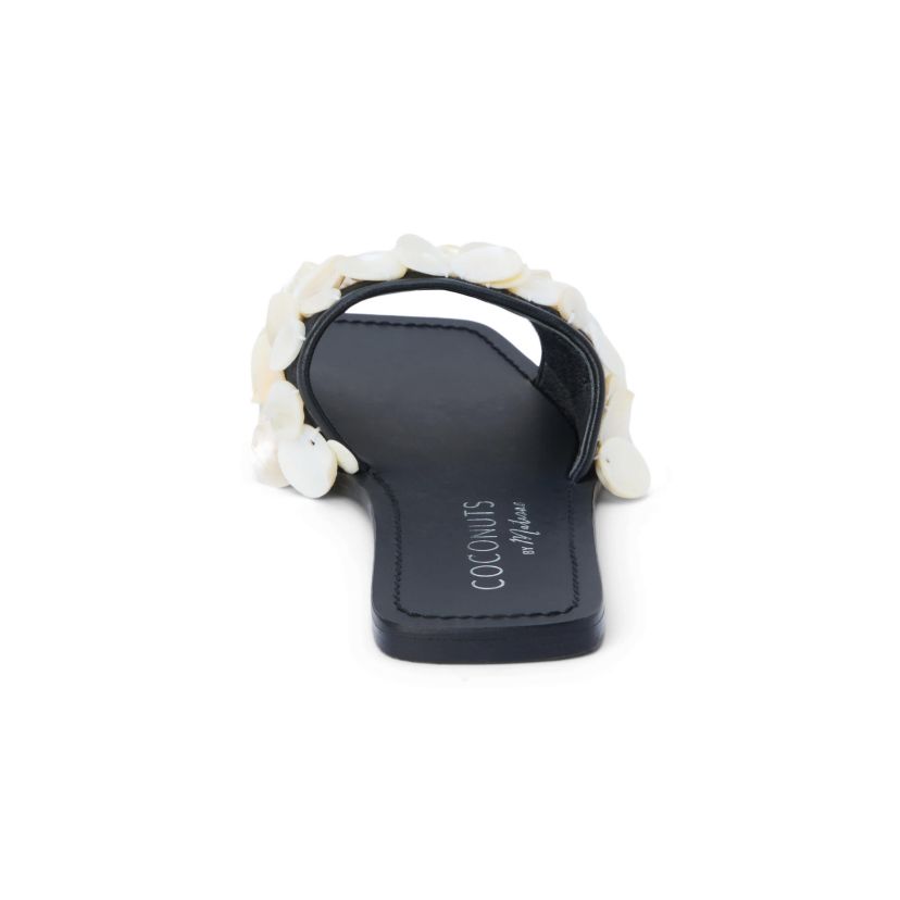 One band sandal with shell appliqué.