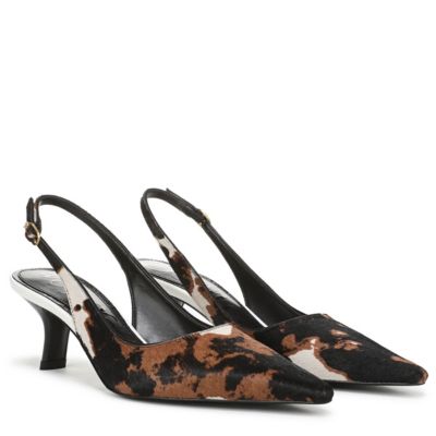 靴 Backle-Belted Slingback Pumps Black Teagan Elastane Trapeze Heel Slingback Pumps - CHARLES