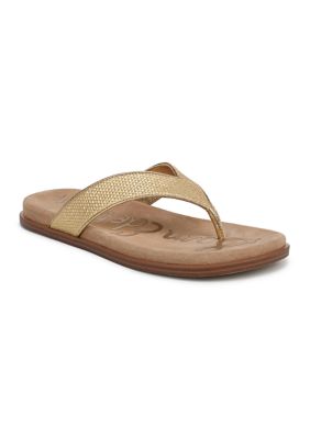 Sam Edelman Women's Lila Thong Flip Flop Sandals, Gold, 6M