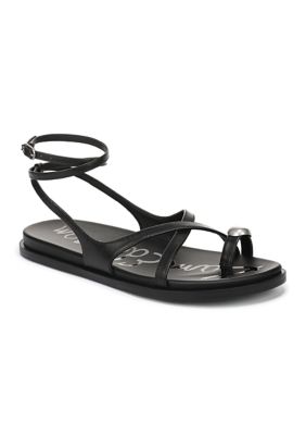 Sam Edelman Women's Lottie Wrap Toe Ring Sandals, Black, 11M