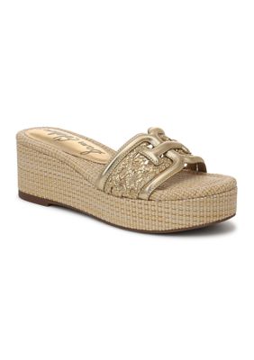 Sam Edelman Women's Pauleena Woven Sandals, Gold, 7.5M