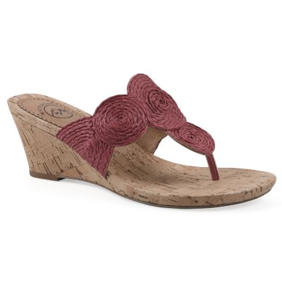 White Mountain Women's Affogato Wedge Sandal, Raspberry, 11M