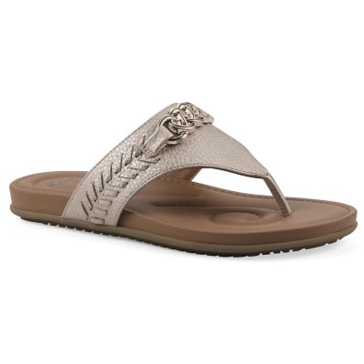 White Mountain Women's Aladdin Thong Sandal, Gold, 8M