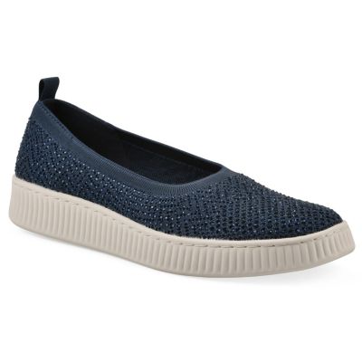 White Mountain Women's Digs Slip-on Sneaker, Navy Blue, 10M