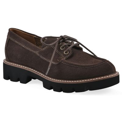 White Mountain Women's Gino Lug Sole Loafer - Wide Width, Brown, 8W