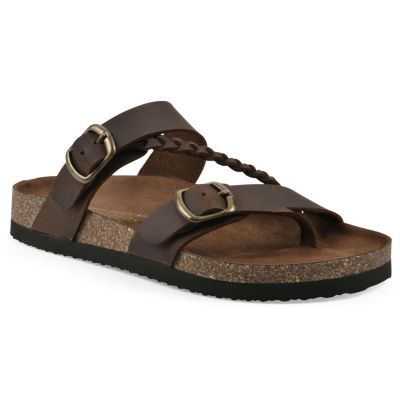 White Mountain Women's Hammy Footbeds Sandal, Brown, 5M