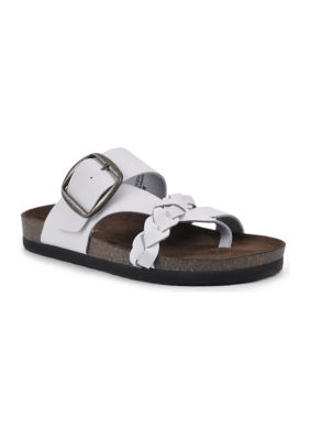 white leather footbed sandals