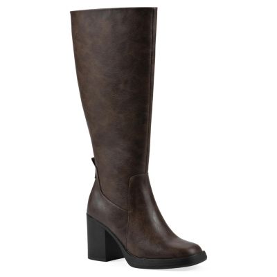 White Mountain Women's Mackle Tall Shaft Wide Calf Block Heel Boot