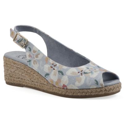White Mountain Women's Maize Espadrille Wedge Sandals, Light Blue, 8M