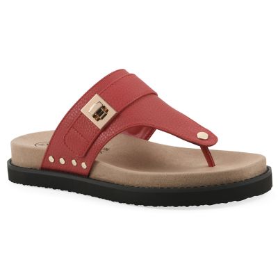 White Mountain Women's Malabar Thong Sandal, Red, 6 M