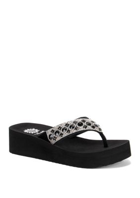 Yellow Box Black Flip Flops belk