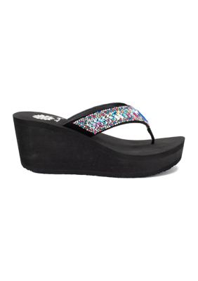 Yellow Box Women's Gateway Wedge Flip Flop, Multi, 8.5 M US