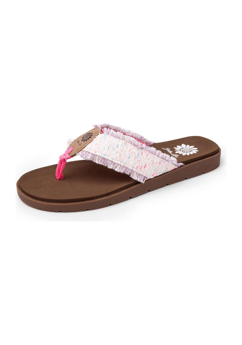 Fiditi Speckled Fringe Flip Flop Thong Sandals