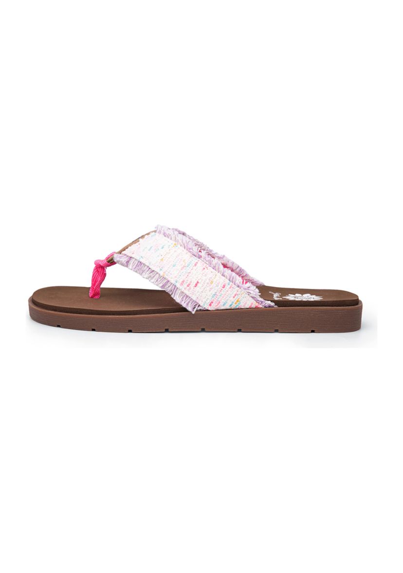 Fiditi Speckled Fringe Flip Flop Thong Sandals