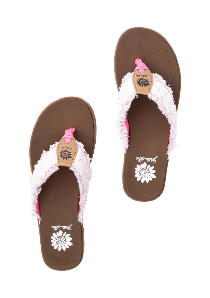 Fiditi Speckled Fringe Flip Flop Thong Sandals