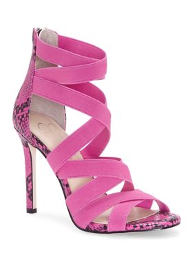 Jessica Simpson Jyra Strappy Snakeskin Heels | belk