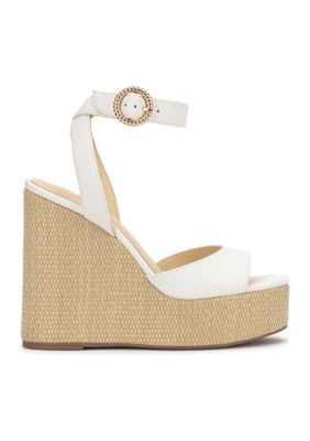 Jessica Simpson Women's Kamindi Wedge Heeled Slide Sandals, White, 11M