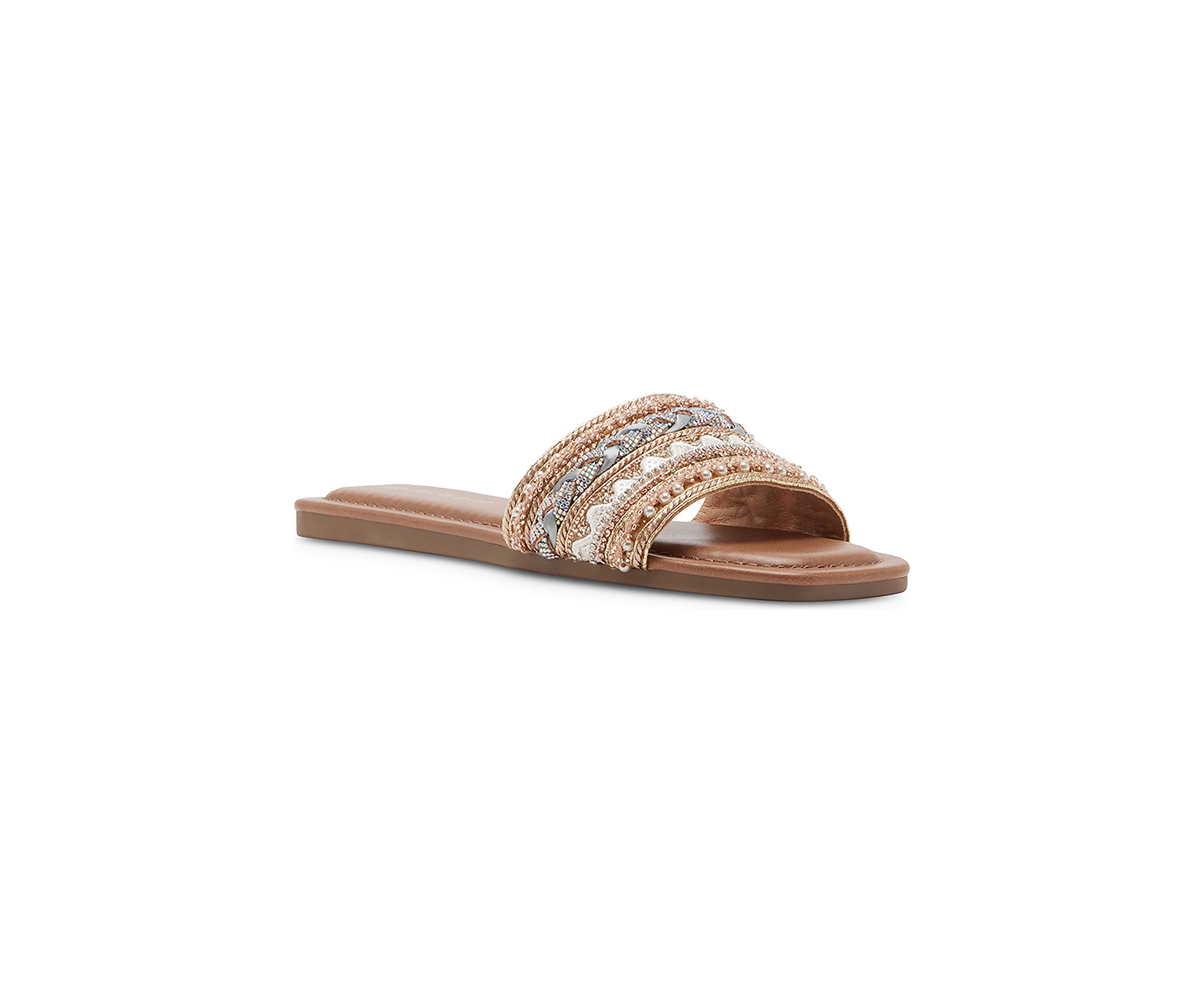 Thread Embellished Single Band Sandals