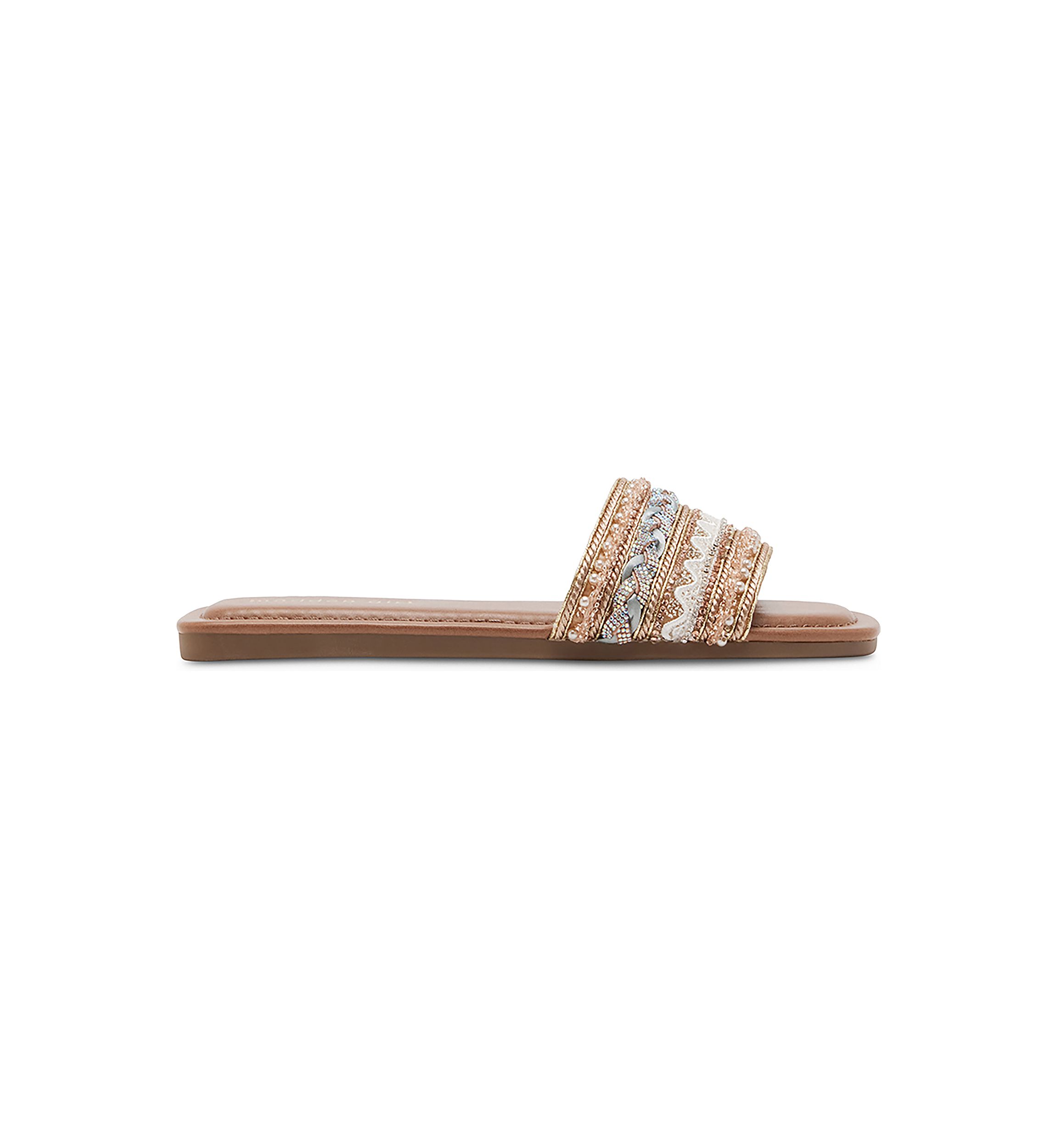 Thread Embellished Single Band Sandals