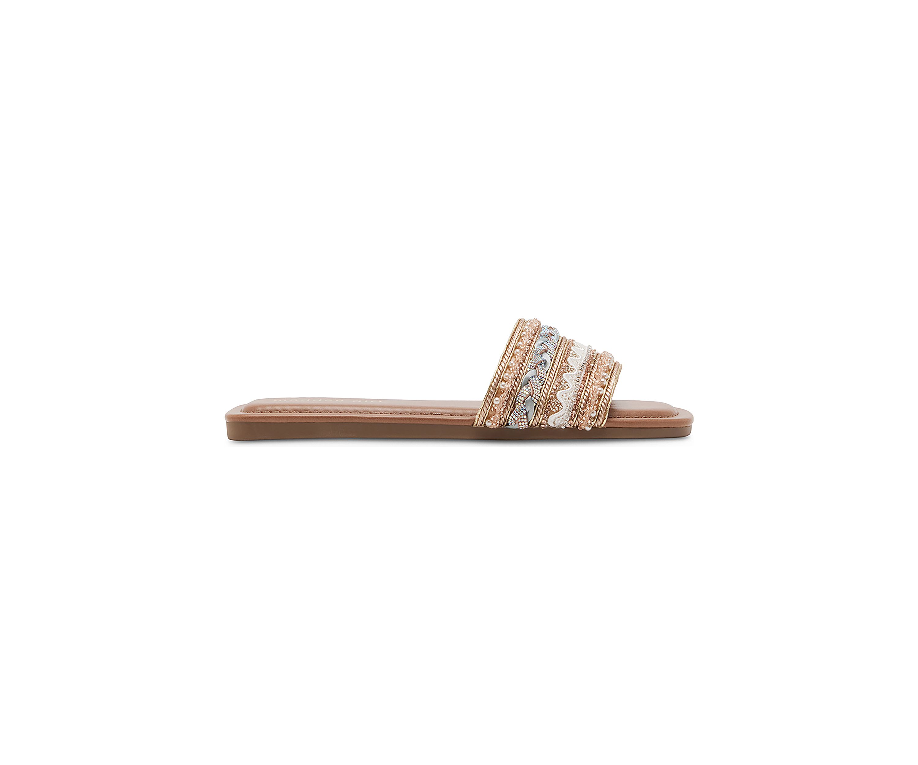 Thread Embellished Single Band Sandals