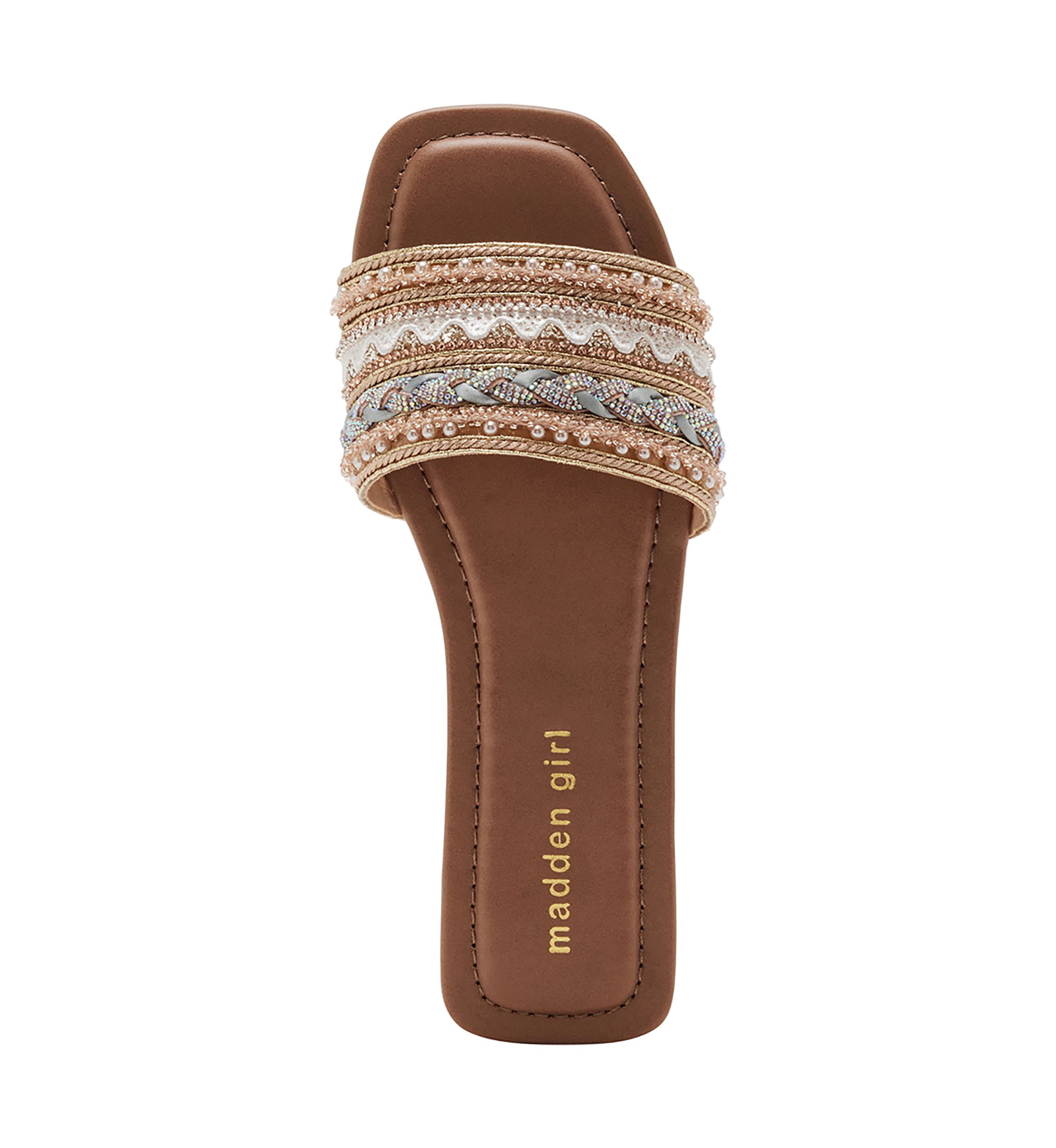 Thread Embellished Single Band Sandals