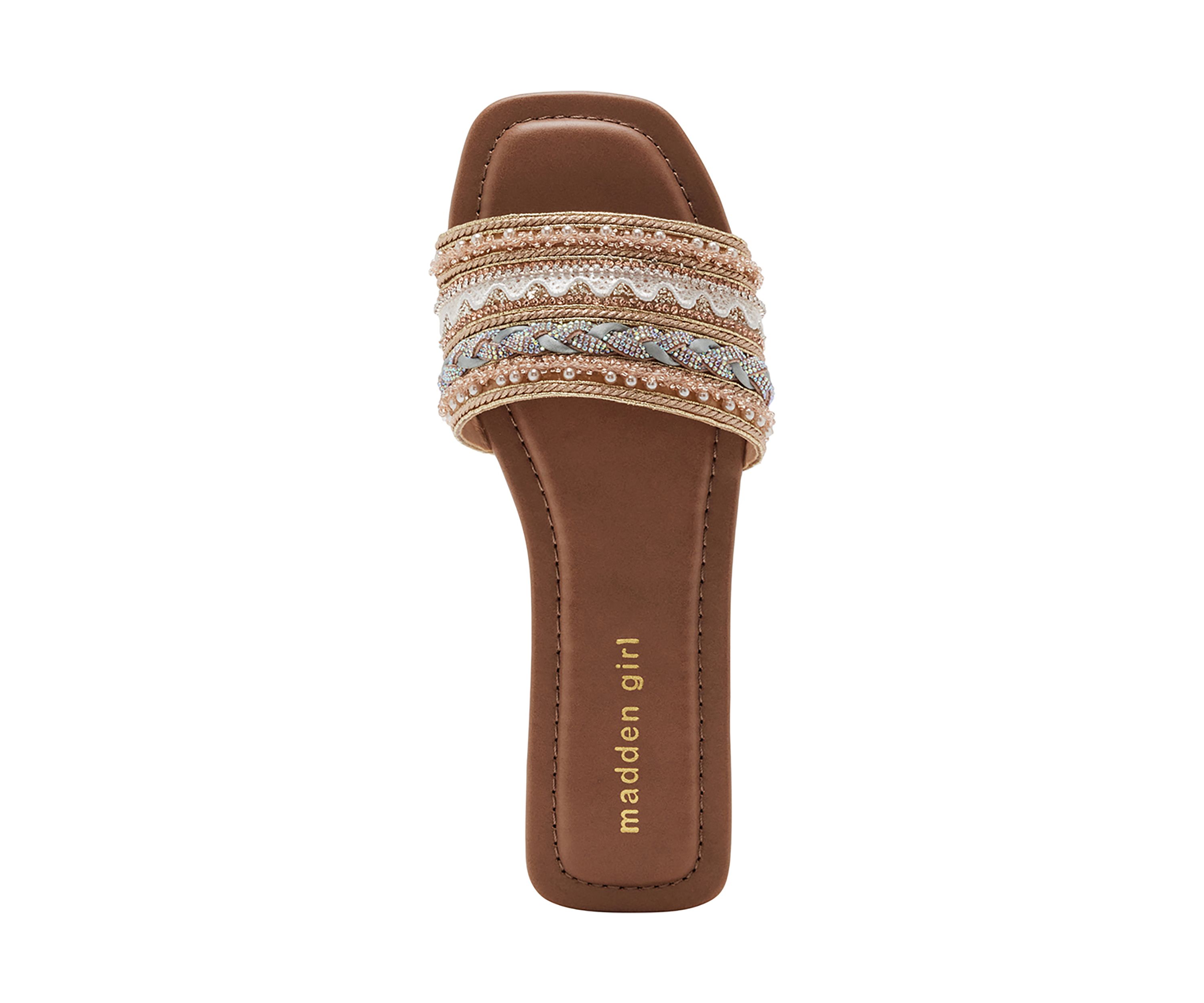 Thread Embellished Single Band Sandals
