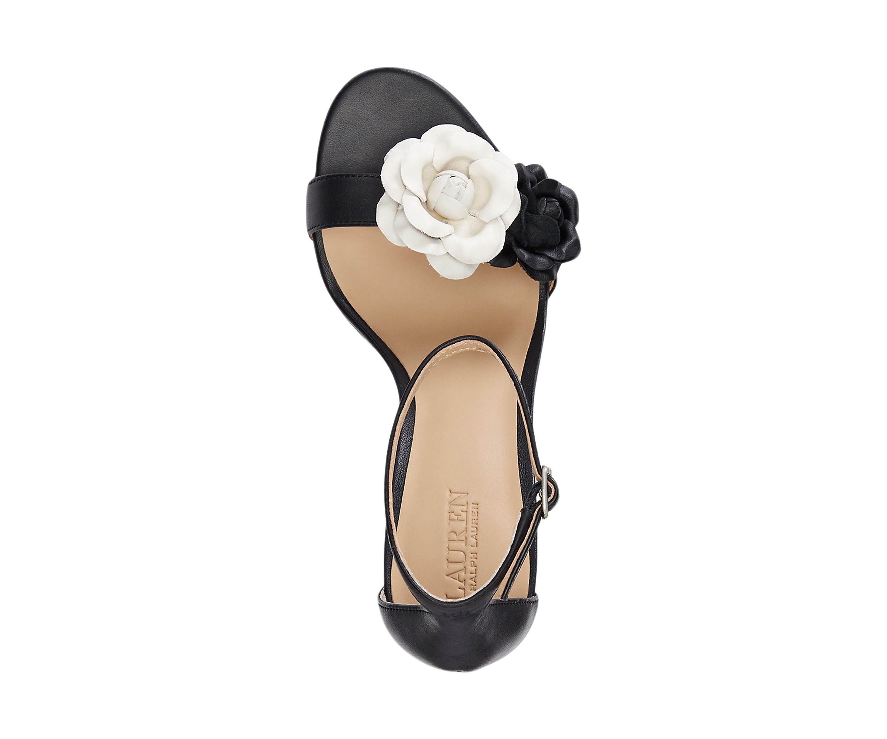 Allie Floral-Trim Nappa Leather Sandals
