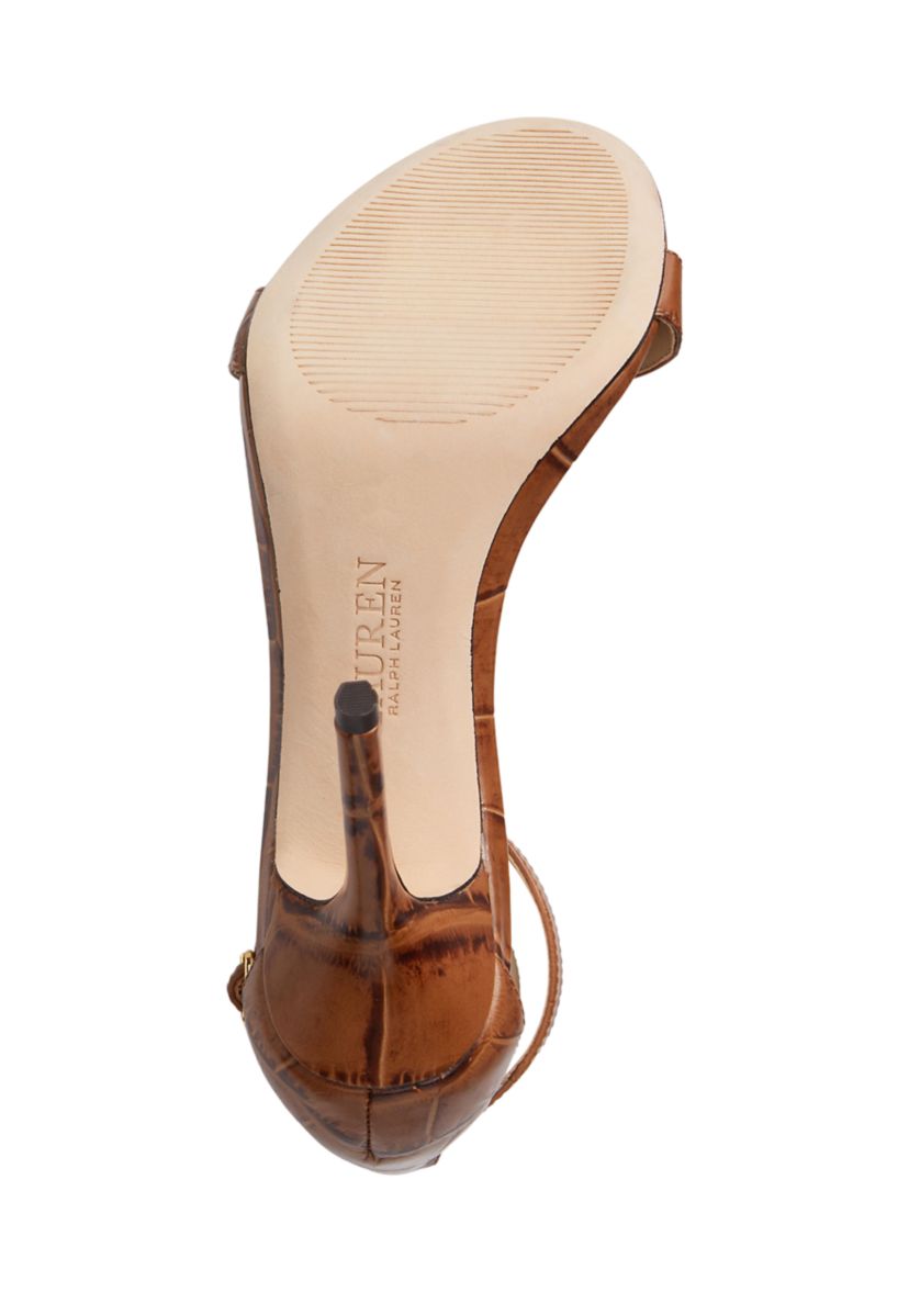Allie Floral-Trim Nappa Leather Sandals