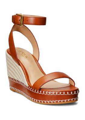 【Ralph Lauren】Hilarie Espadrille Wedge Sandals◆国内発送◆ Lauren Ralph Lauren Hilarie Burnished Leather Espadrille