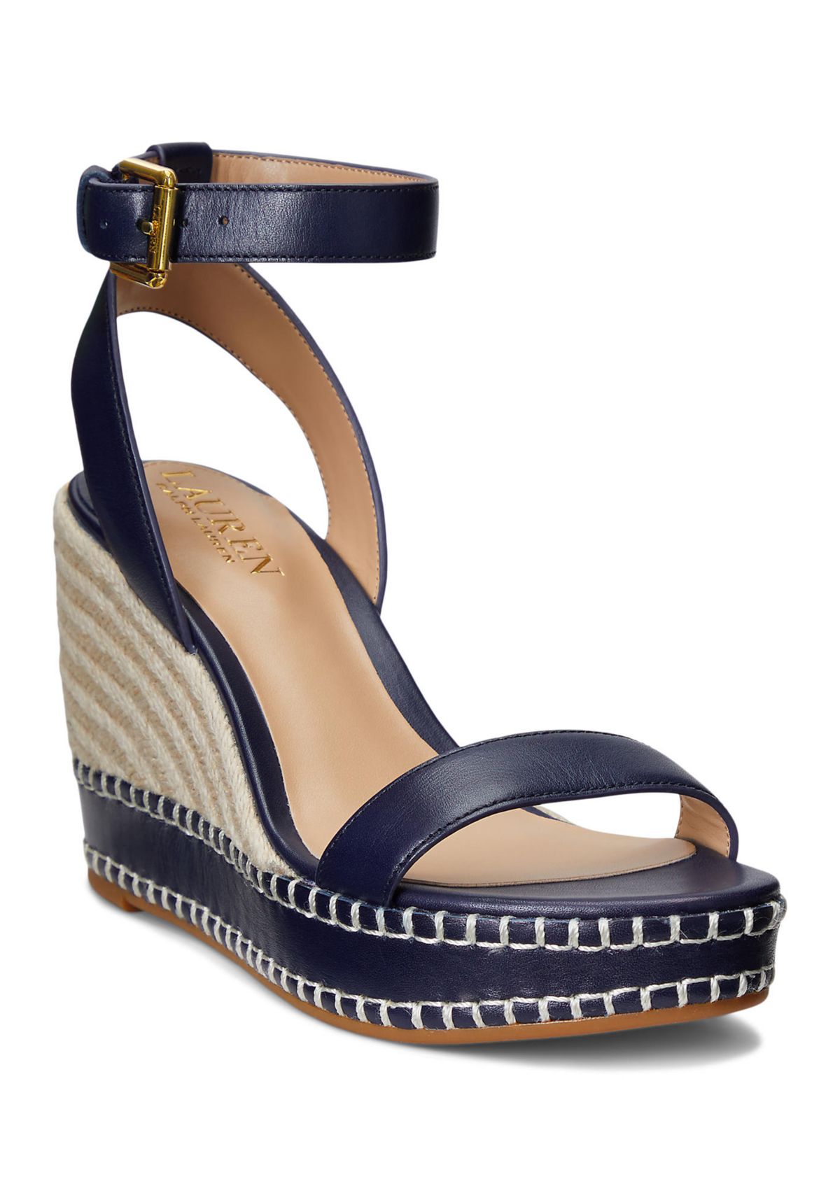 Hilarie Burnished Leather Espadrille Sandals 