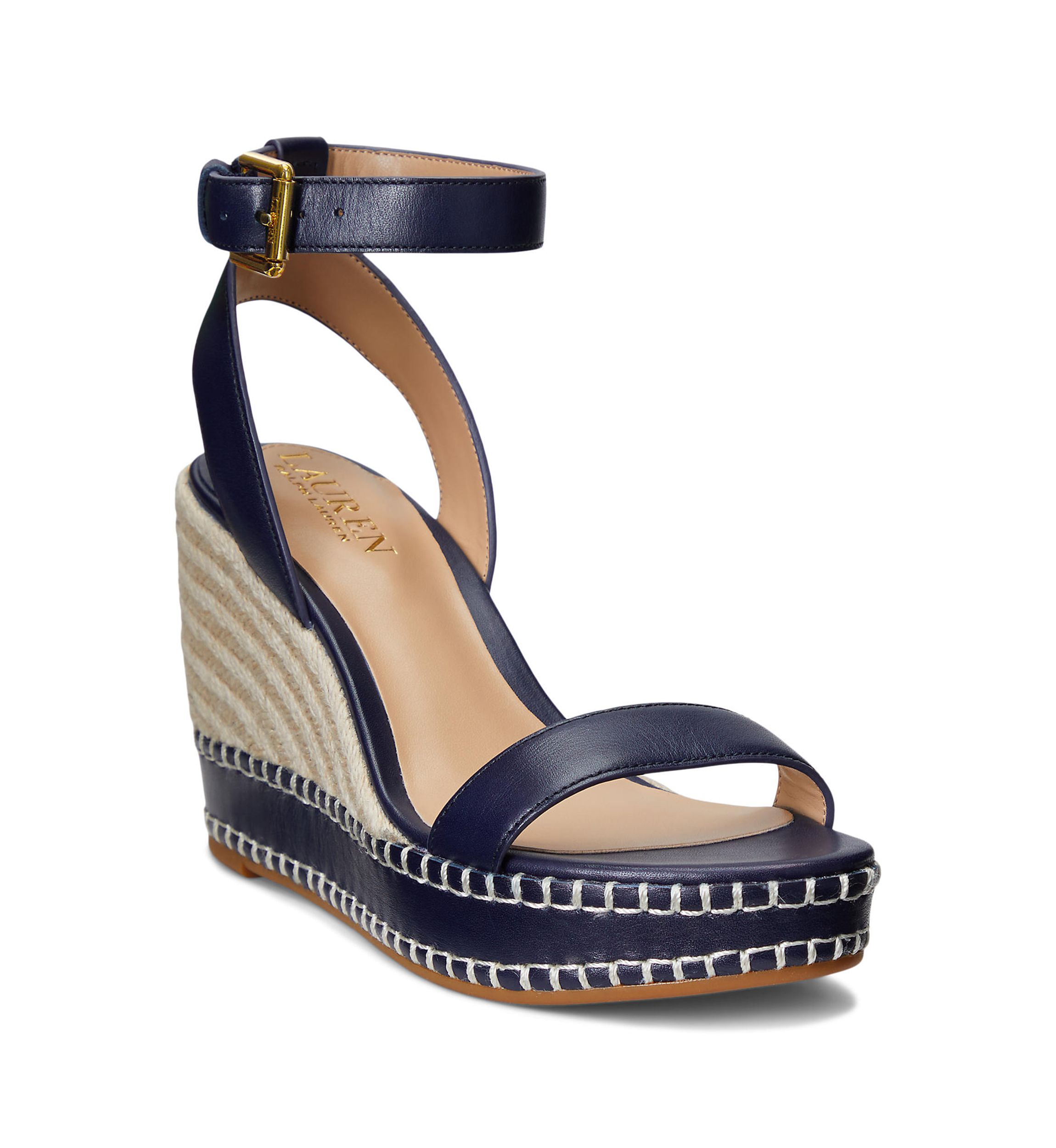 Hilarie Burnished Leather Espadrille Sandals 