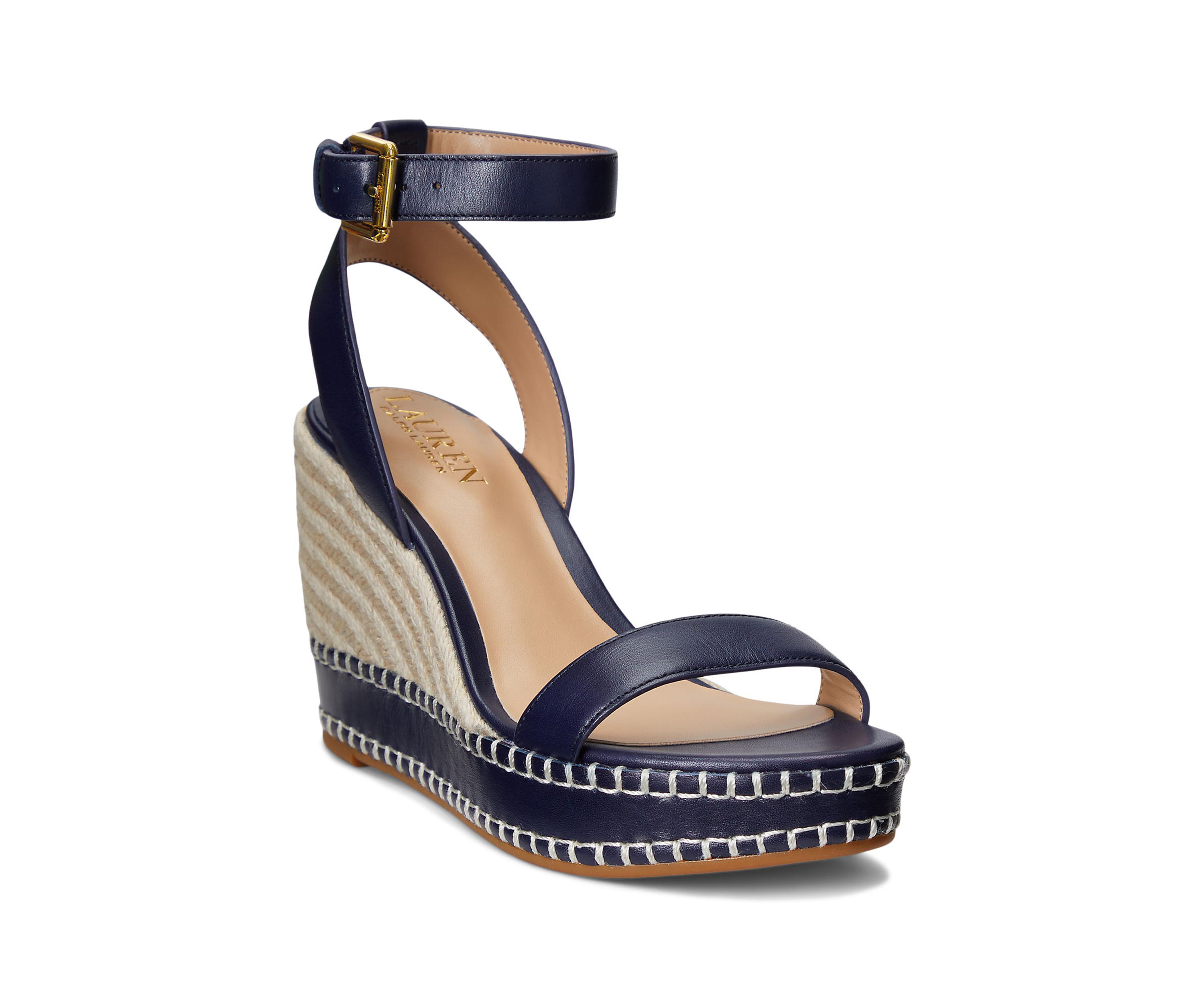 Hilarie Burnished Leather Espadrille Sandals 
