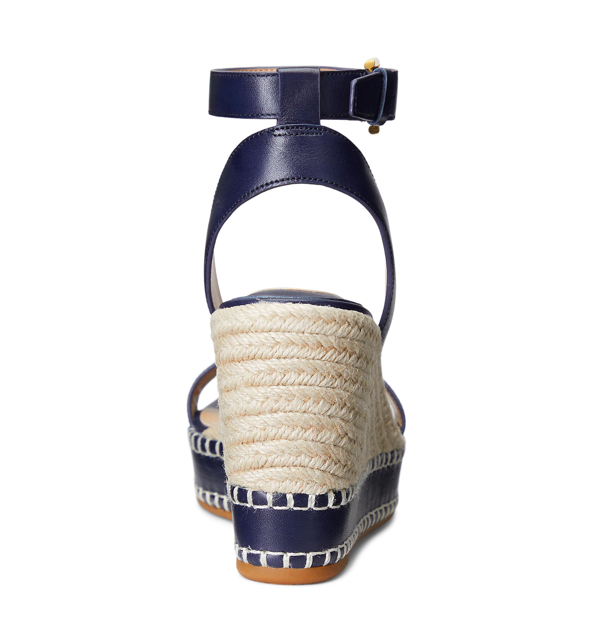Hilarie Burnished Leather Espadrille Sandals 