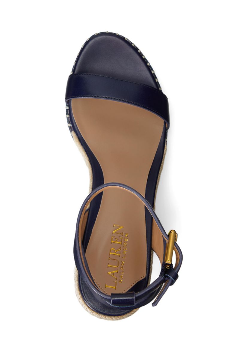 Hilarie Burnished Leather Espadrille Sandals 