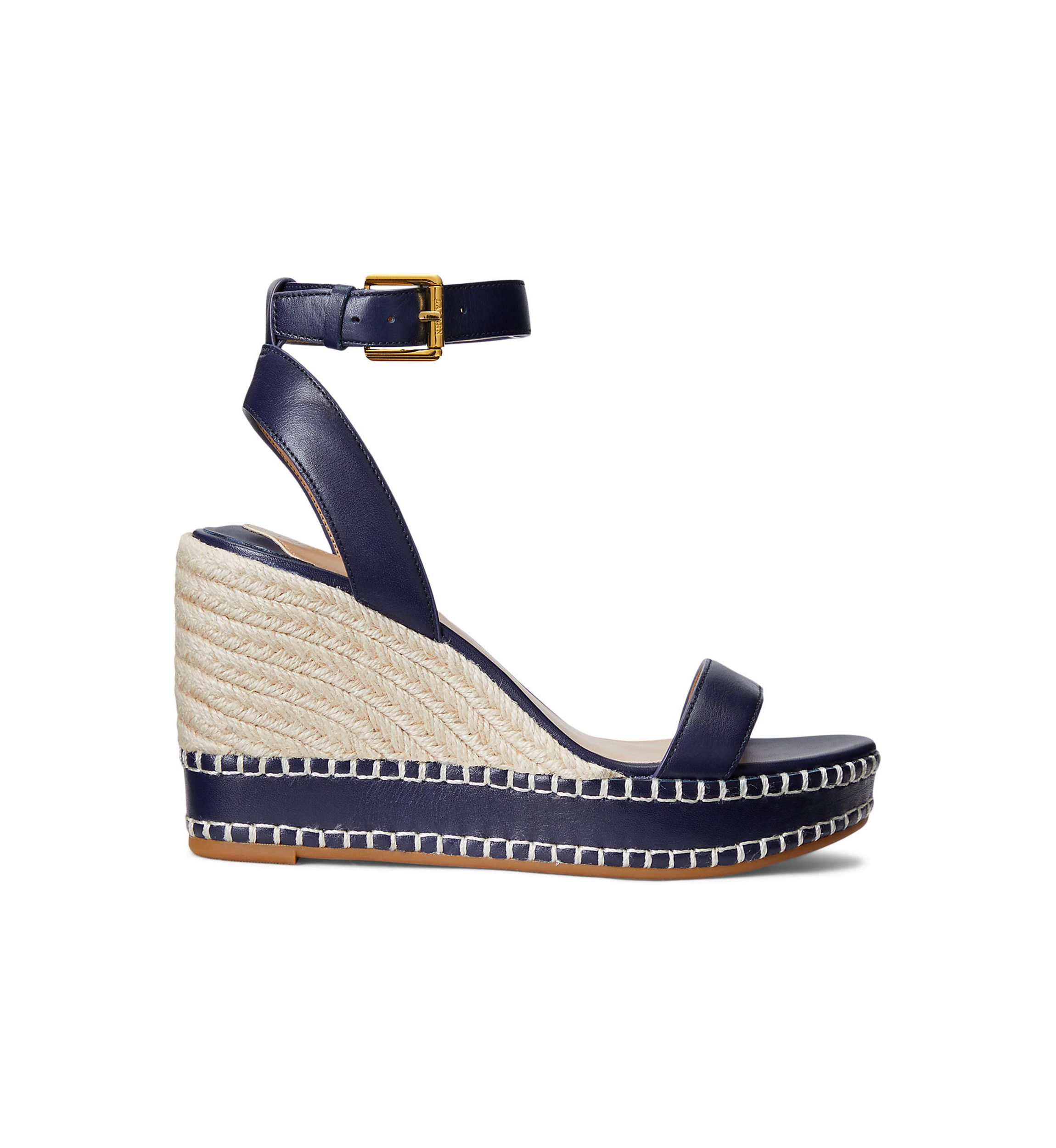 Hilarie Burnished Leather Espadrille Sandals 