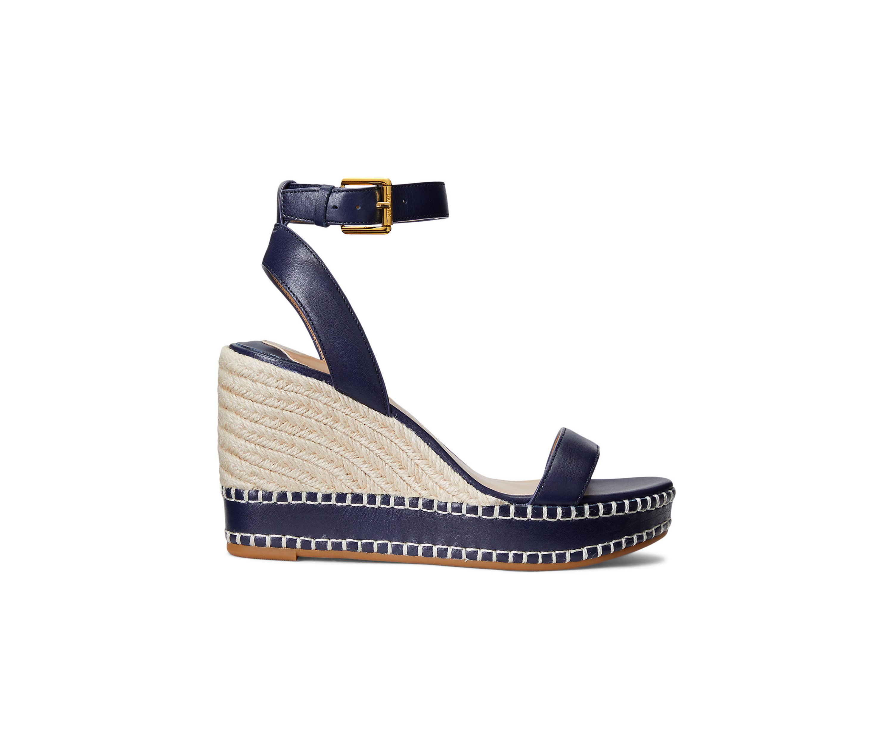Hilarie Burnished Leather Espadrille Sandals 