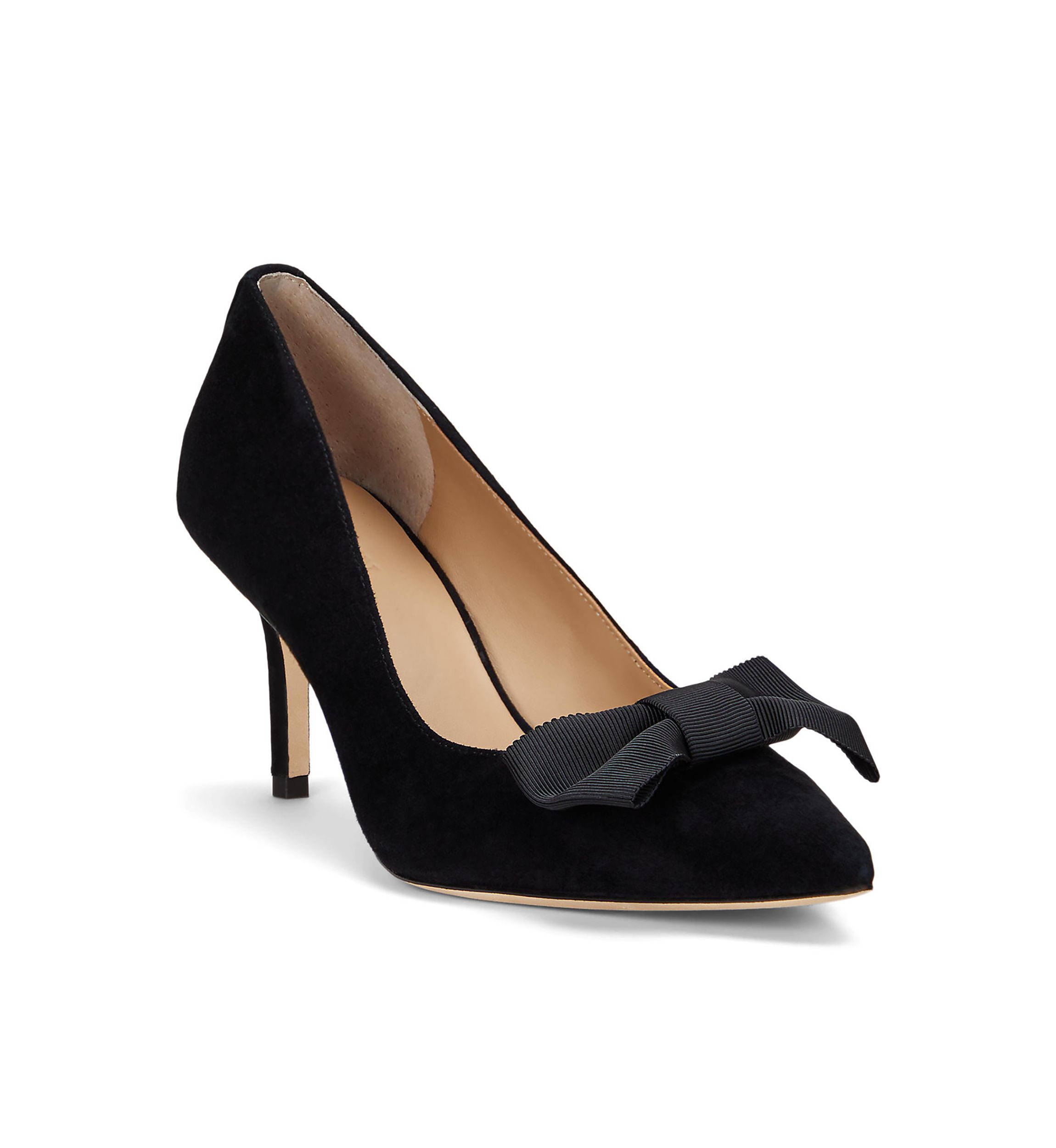 Lanette Bow-Trim Suede Pumps