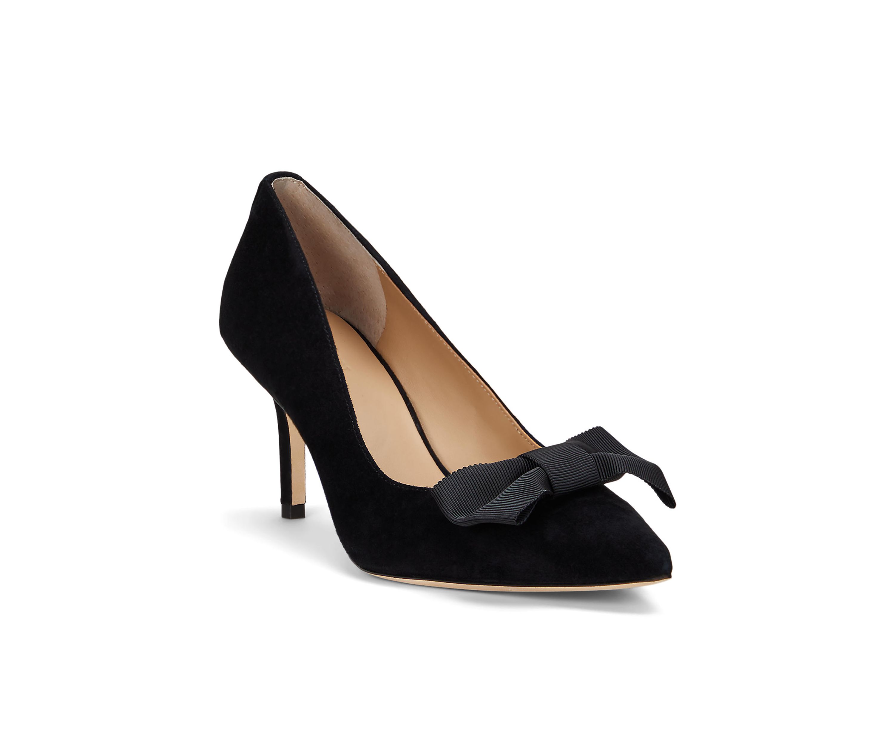 Lanette Bow-Trim Suede Pumps