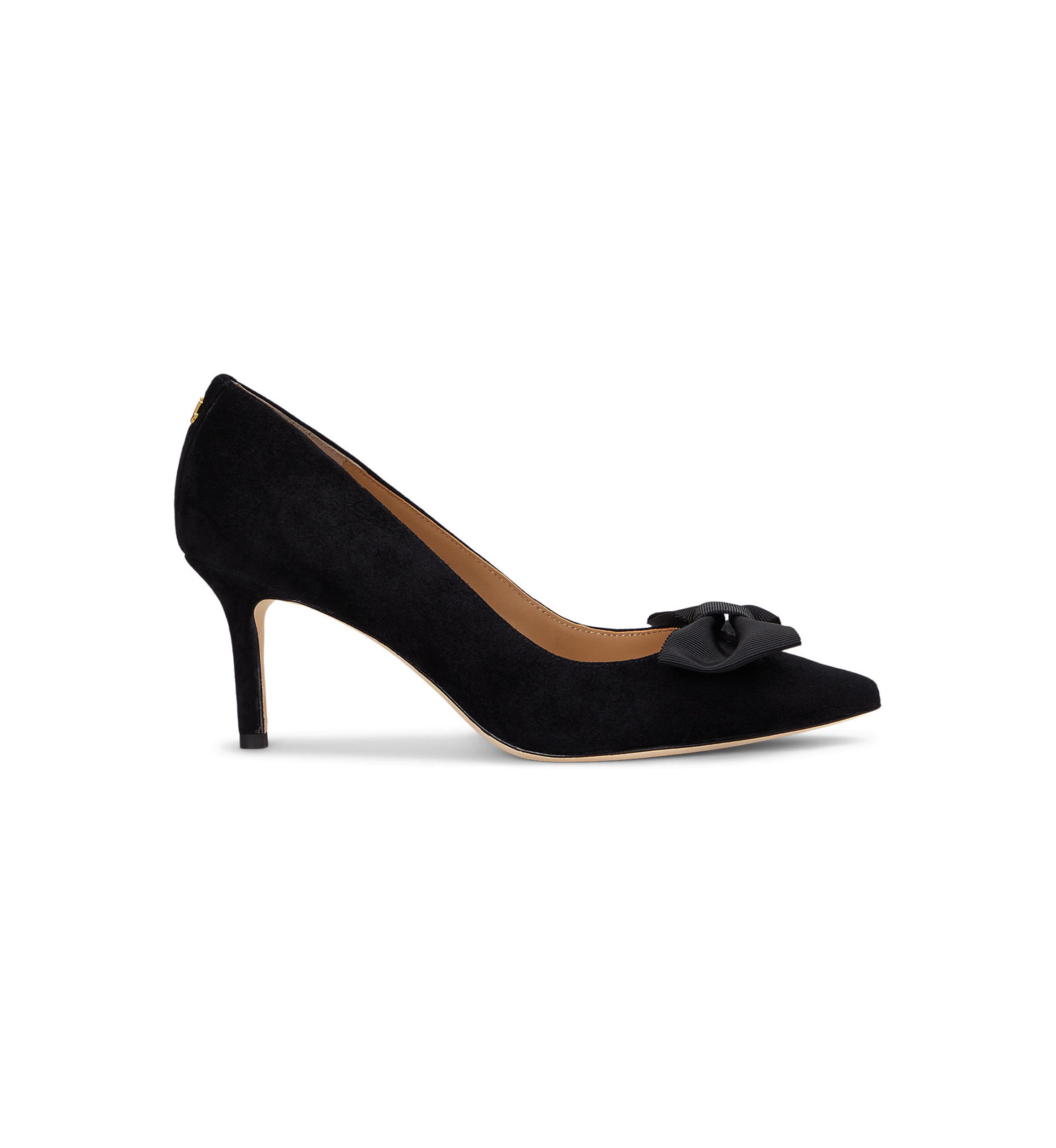 Lanette Bow-Trim Suede Pumps