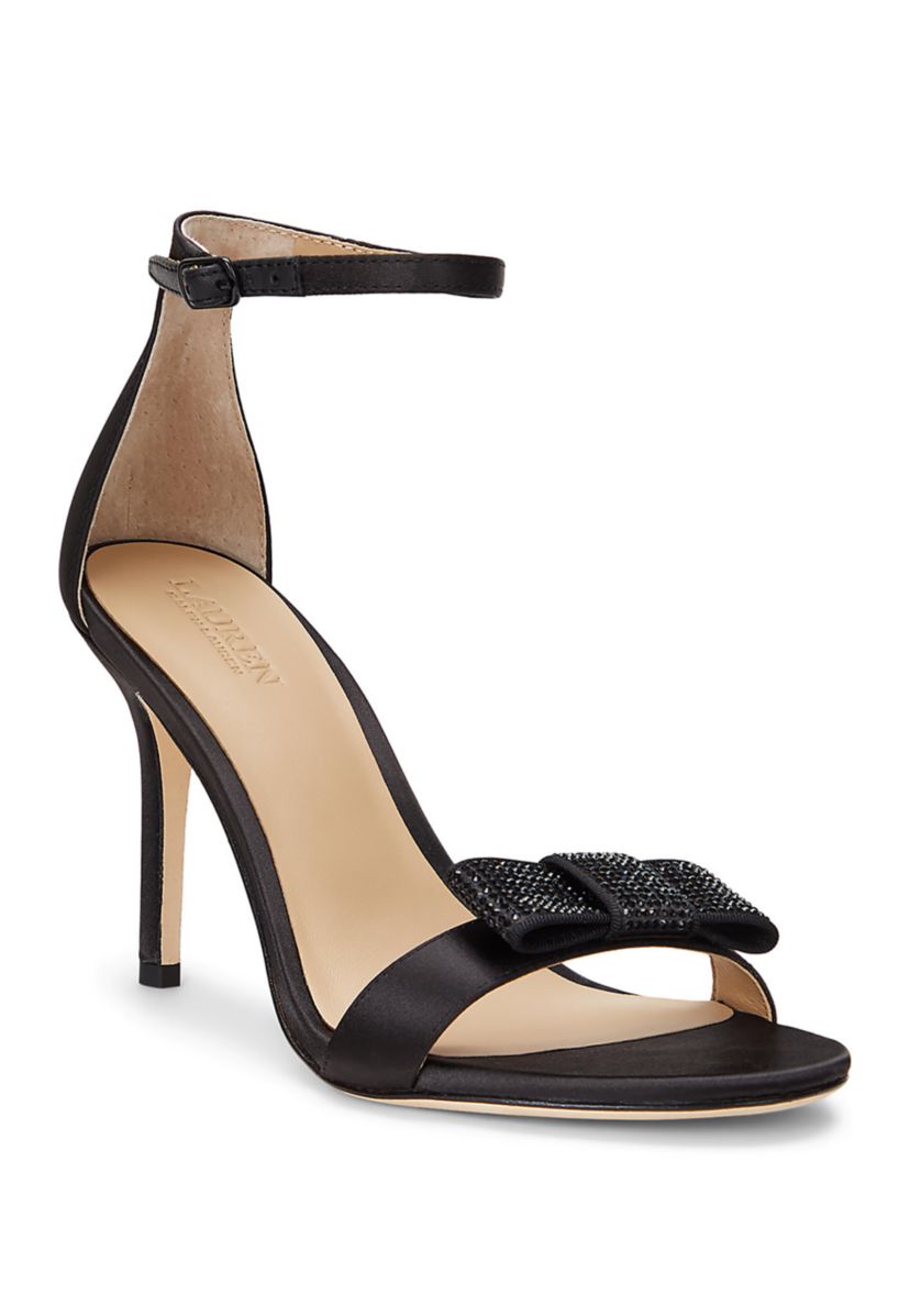 Allie Bow-Trim Satin Sandals