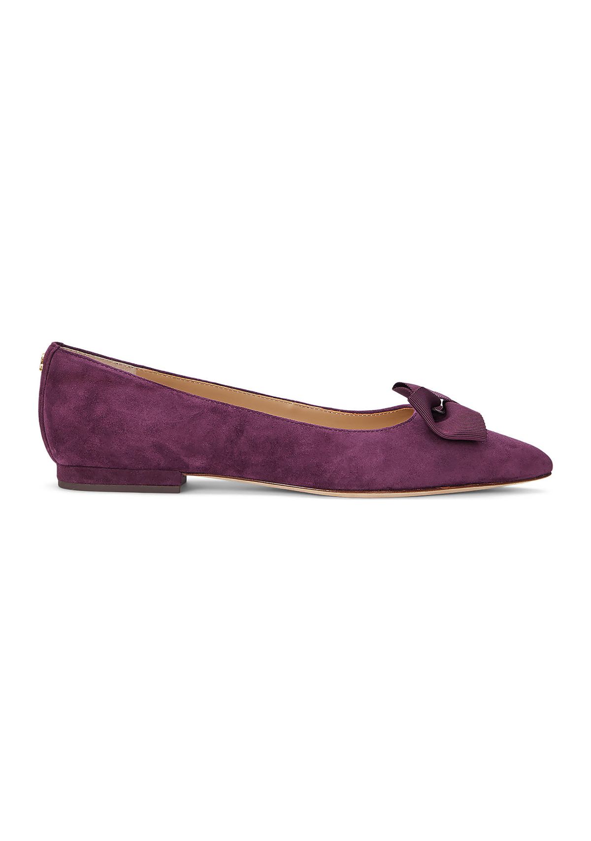 Londyn Bow-Trim Suede Ballet Flats