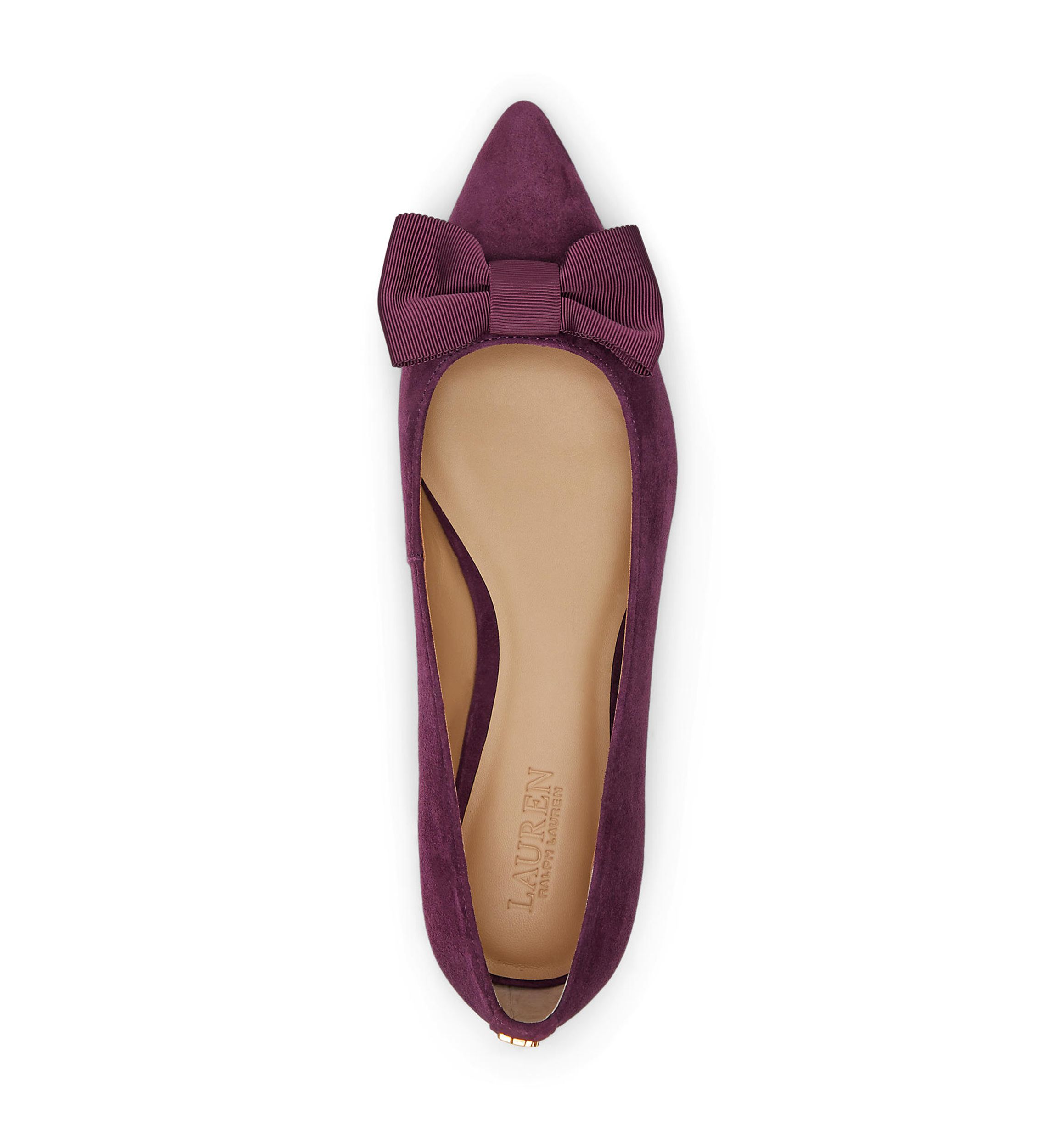 Londyn Bow-Trim Suede Ballet Flats