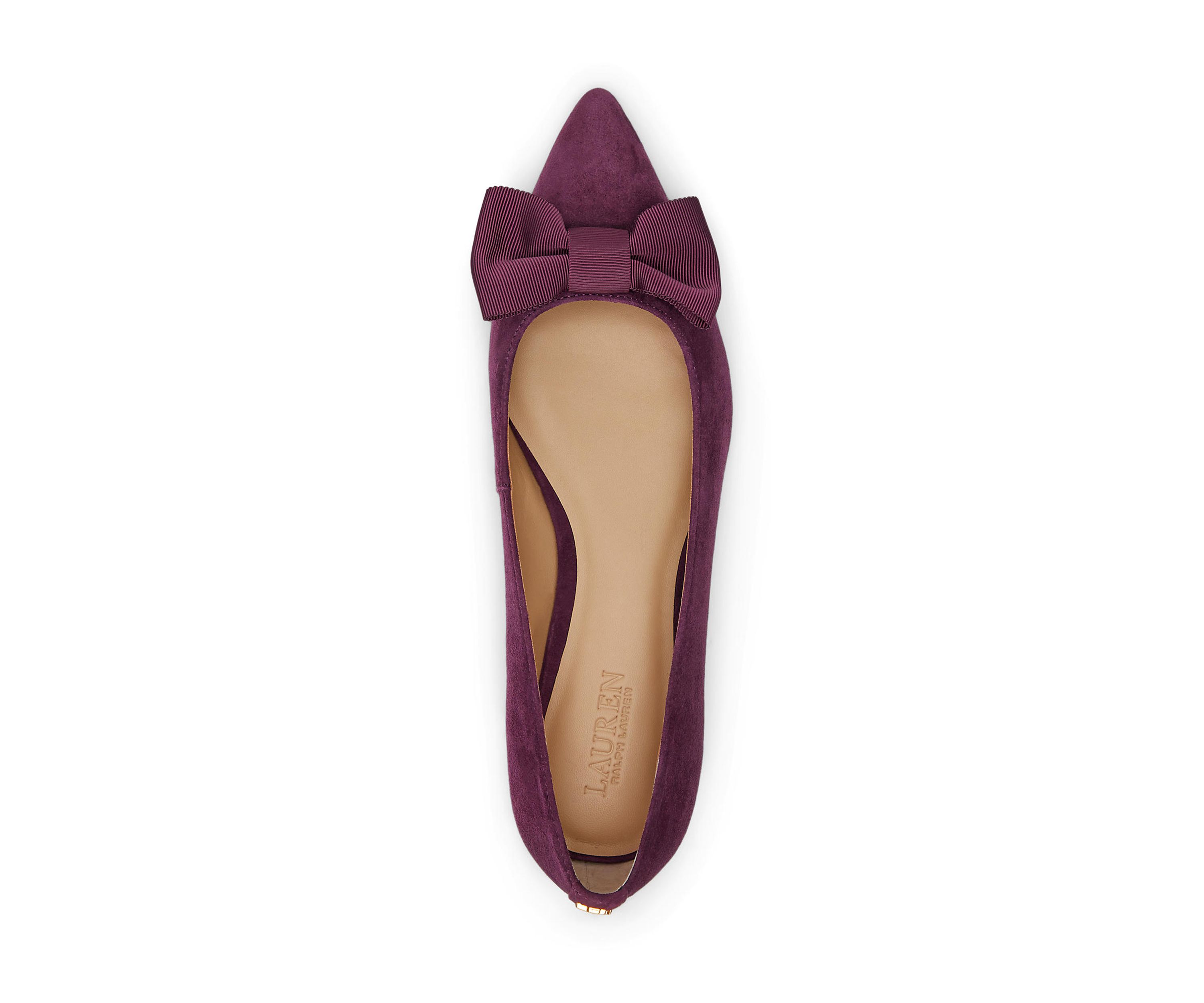 Londyn Bow-Trim Suede Ballet Flats