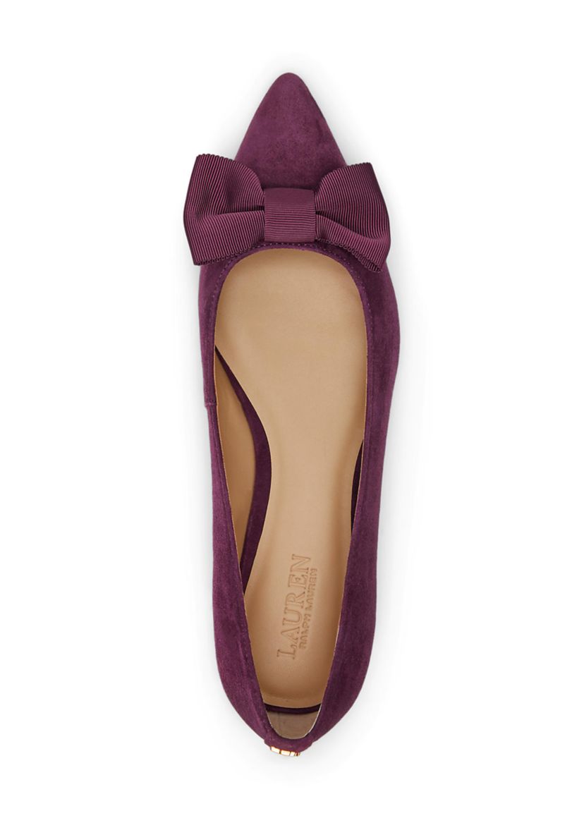 Londyn Bow-Trim Suede Ballet Flats