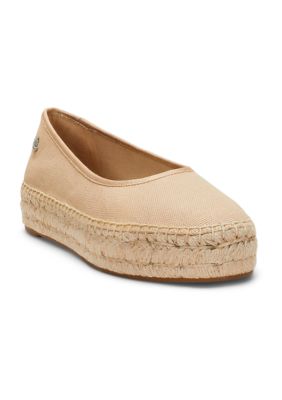 Lauren Ralph Lauren Women's Luize Canvas Ballet Espadrille Flats, Sand, 6.5M